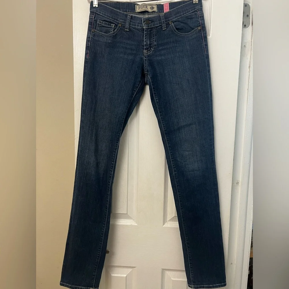 PINK Victoria's Secret Dark Blue Straight Leg Jeans - Picture 8 of 16
